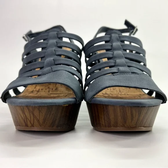 G by Guess Seany Platform Strappy Sandals Washed Denim 10 - Picture 6 of 16